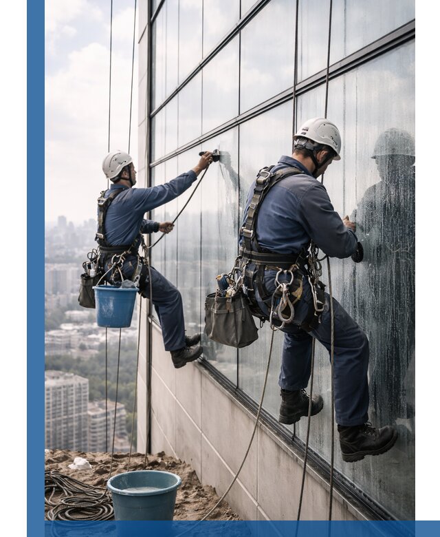 Профессиональная мойка фасадных окон альпинистами в Новочеркасске