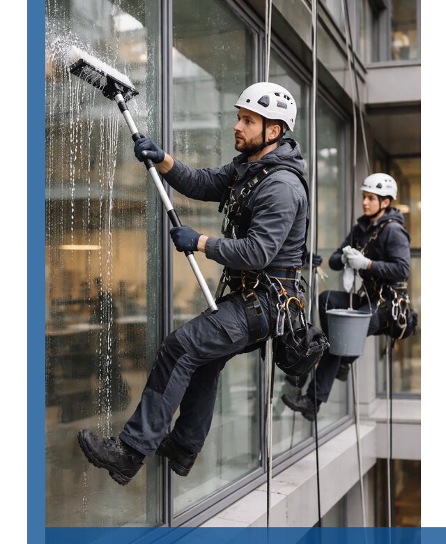 Профессиональная мойка витражей промышленными альпинистами в Новочеркасске