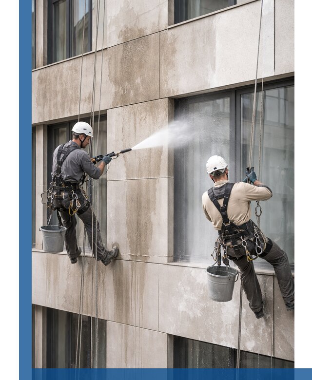 Послестроительная мойка фасада промышленным альпинизмом в Новочеркасске