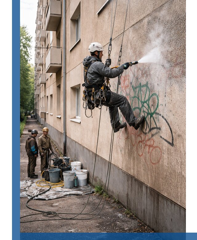 Удаление граффити с фасада в Новочеркасске без следов и повреждений