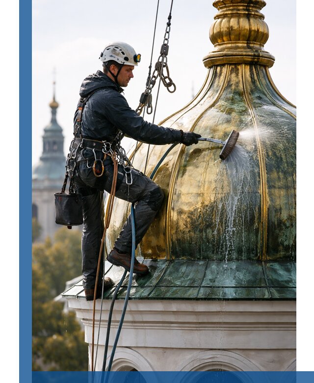 Профессиональная мойка куполов и шпилей высотными альпинистами в Новочеркасске