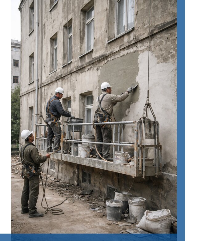 Капитальный ремонт фасада в Новочеркасске от 4298 р. | ВЫСОТНИК-Нвч