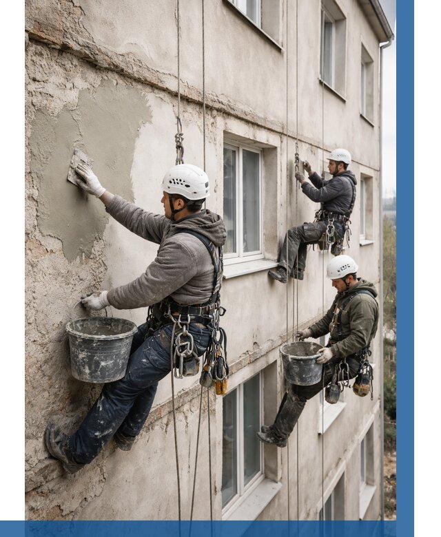 Ремонт штукатурного фасада в Новочеркасске от 768 р. под ключ | ВЫСОТНИК-Нвч