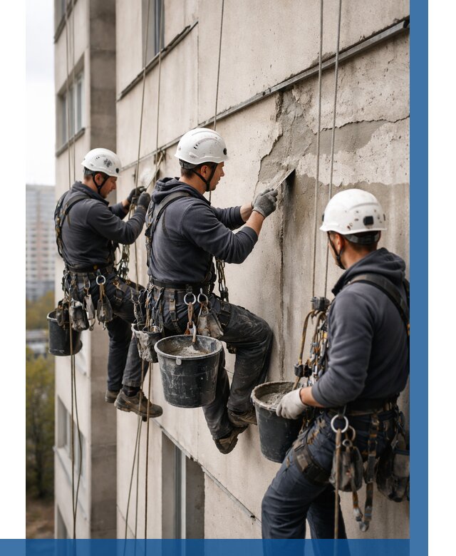 Ремонт бетонных элементов фасада в Новочеркасске от 2559 р. | ВЫСОТНИК-Нвч