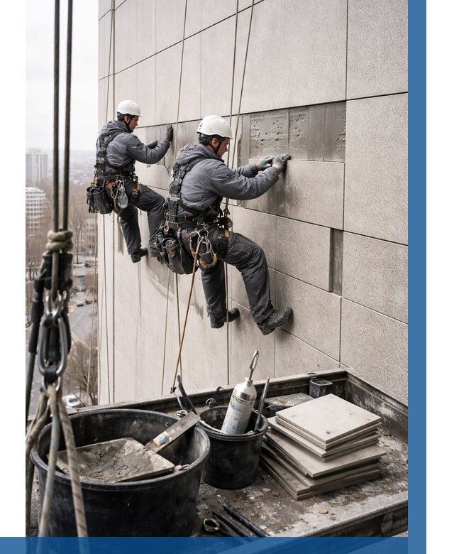 Ремонт фасада из керамогранита в Новочеркасске от 2559 р. | ВЫСОТНИК-Нвч