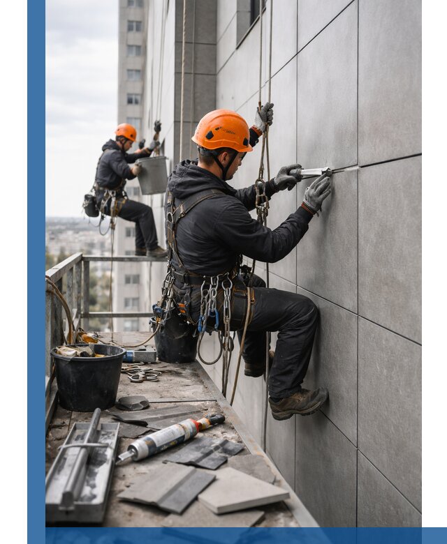 Профессиональный ремонт фасада из керамогранита в Новочеркасске