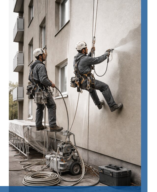 Безвоздушная покраска фасада в Новочеркасске от 225 р/м² | ВЫСОТНИК-Нвч