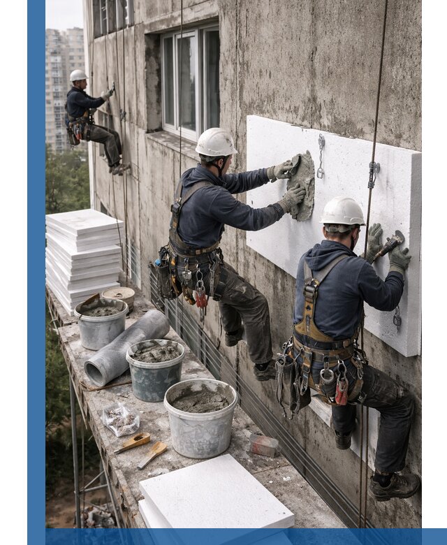 Утепление фасада пенополистиролом в Новочеркасске под ключ