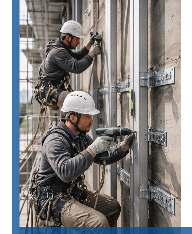 Монтаж и крепление подсистемы вентфасада в Новочеркасске