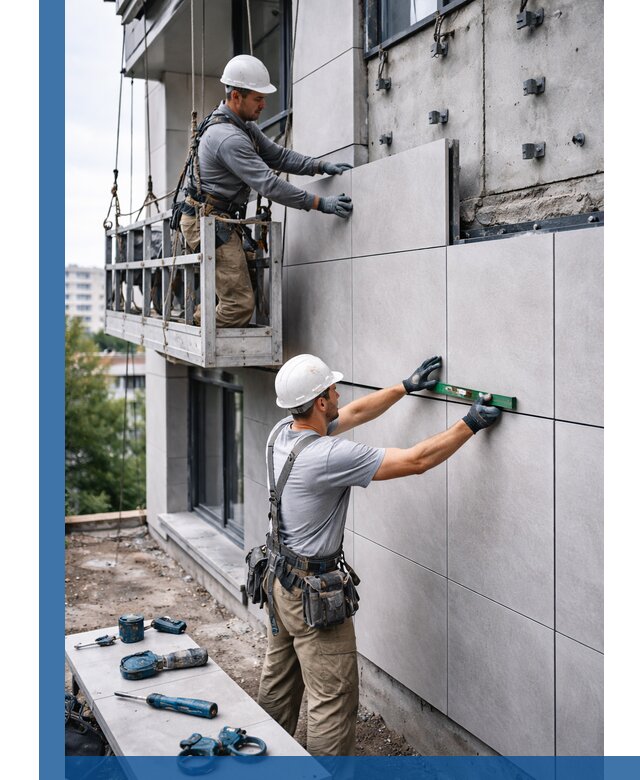 Монтаж керамогранита на фасад в Новочеркасске под ключ с гарантией качества