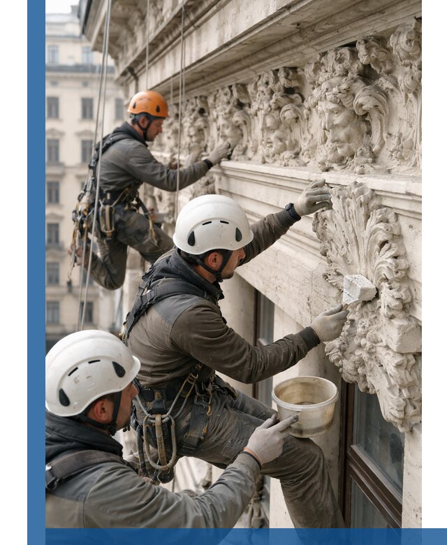 Реставрация фасадной лепнины с высотными работами в Новочеркасске