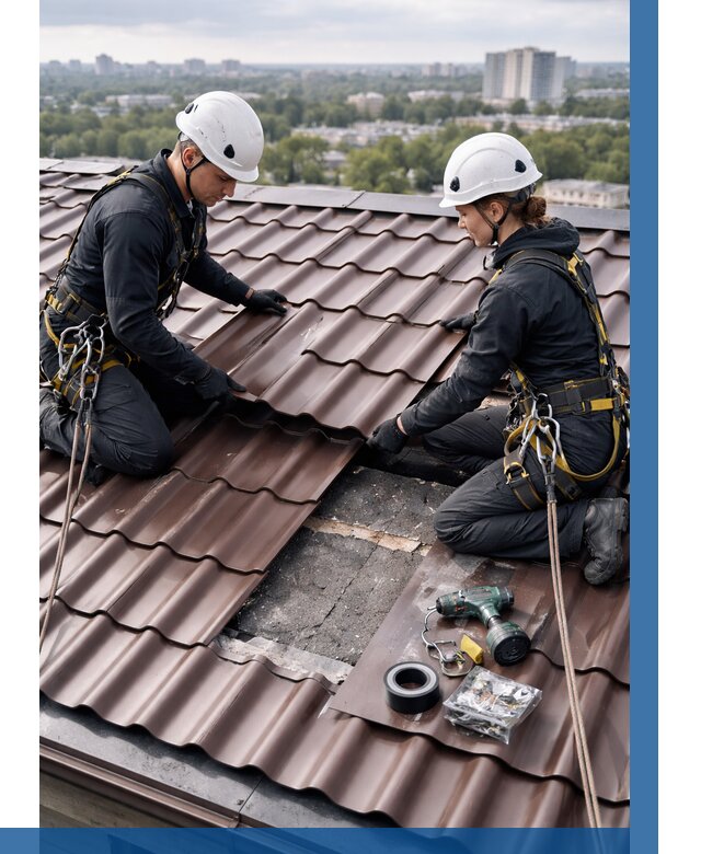 Ремонт металлочерепицы на крыше в Новочеркасске от 921 р. | ВЫСОТНИК-Нвч