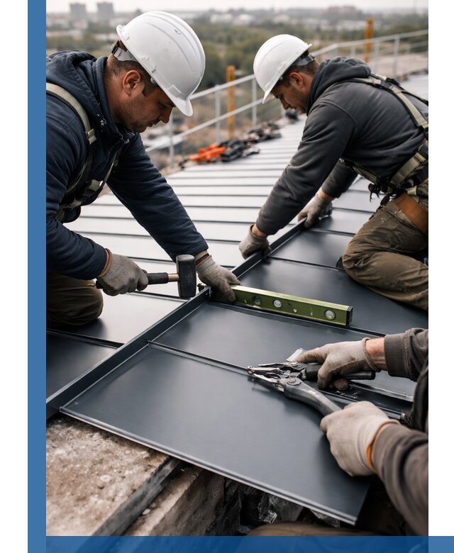 Монтаж фальцевой кровли в Новочеркасске для промышленных зданий