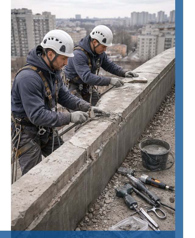 Ремонт парапета на кровле в Новочеркасске от 1535 р. | ВЫСОТНИК-Нвч