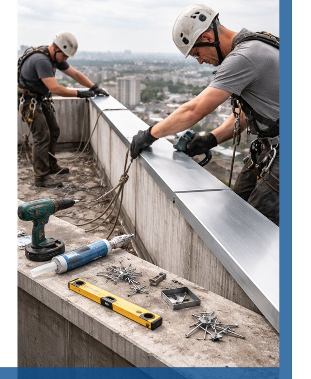 Монтаж парапетных крышек в Новочеркасске от 819 р. | ВЫСОТНИК-Нвч