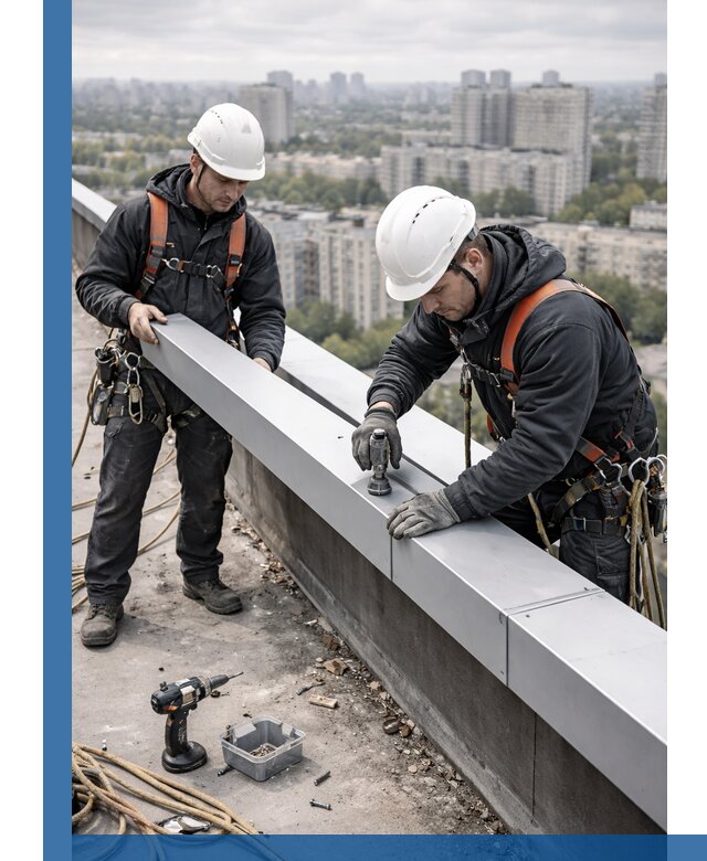 Монтаж парапетных крышек и ограждений кровли в Новочеркасске