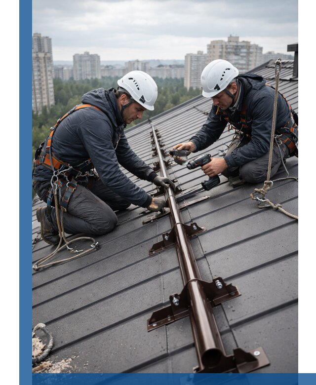 Монтаж снегозадержателей на кровле зданий в Новочеркасске под ключ