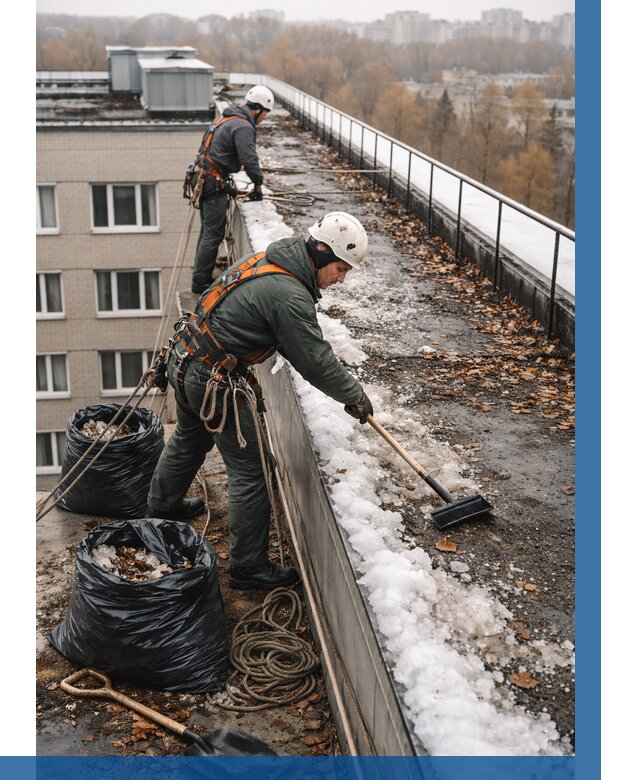 Очистка кровли по периметру в Новочеркасске от 563 р. | ВЫСОТНИК-Нвч