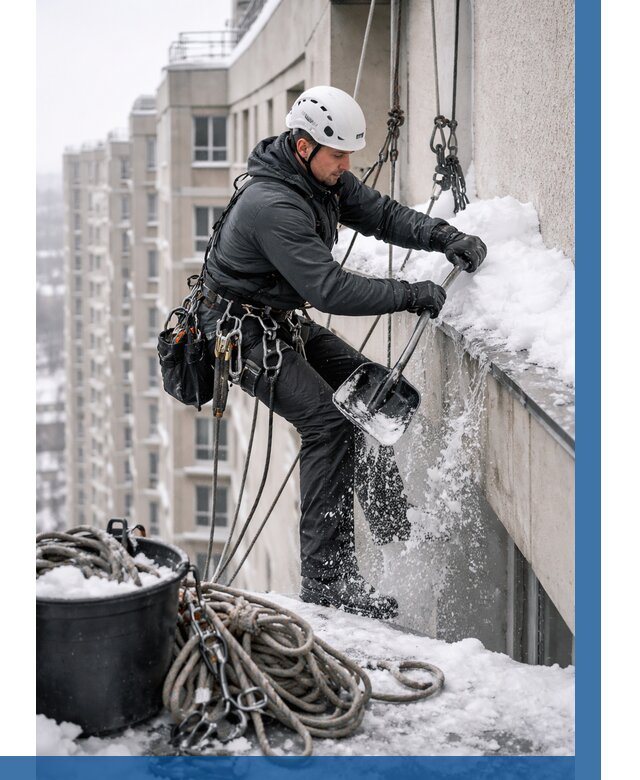 Очистка карнизов от снега в Новочеркасске от 307 р. | ВЫСОТНИК-Нвч