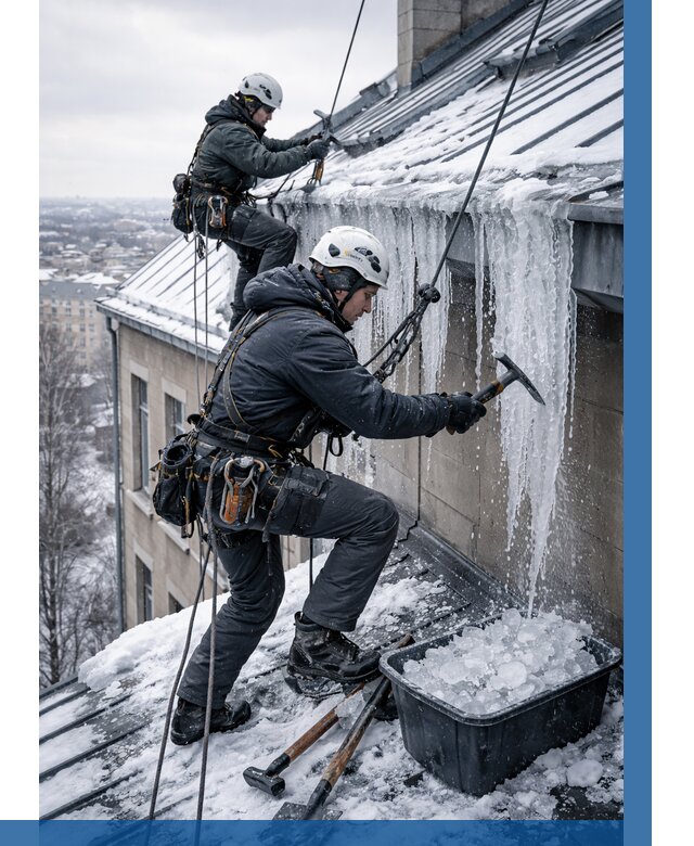 Удаление наледи с кровли в Новочеркасске от 5629 р. | ВЫСОТНИК-Нвч