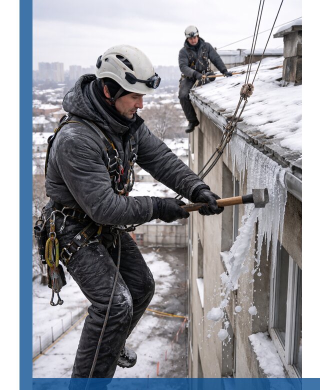 Сбивание и удаление сосулек с крыши в Новочеркасске безопасно
