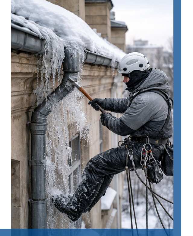 Очистка водостоков от льда в Новочеркасске от 3582 р. | ВЫСОТНИК-Нвч