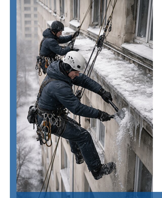 Удаление наледи и сосулек с карнизов в Новочеркасске профессионально