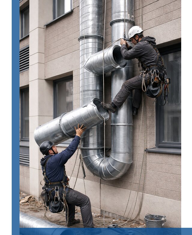 Монтаж фасадных воздуховодов в Новочеркасске с герметизацией и крепежом