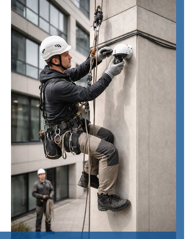 Монтаж камер видеонаблюдения на фасаде в Новочеркасске от 8699 р.-ВЫСОТНИК-Нвч