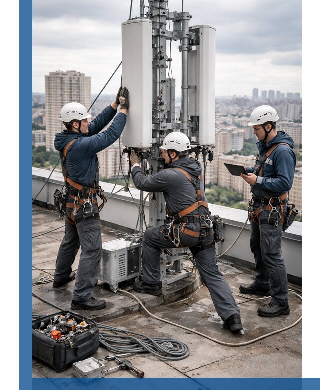 Монтаж антенн связи на крыше в Новочеркасске с вводом в эксплуатацию