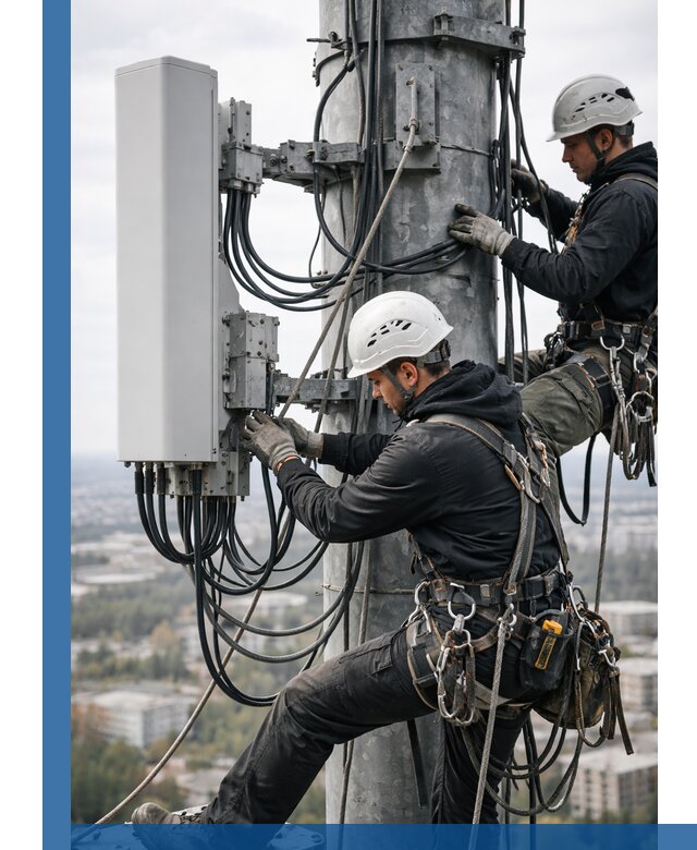 Монтаж оборудования связи на мачте в Новочеркасске с пусконаладкой