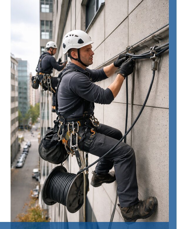 Прокладка кабеля по фасаду в Новочеркасске от 358 р. | ВЫСОТНИК-Нвч