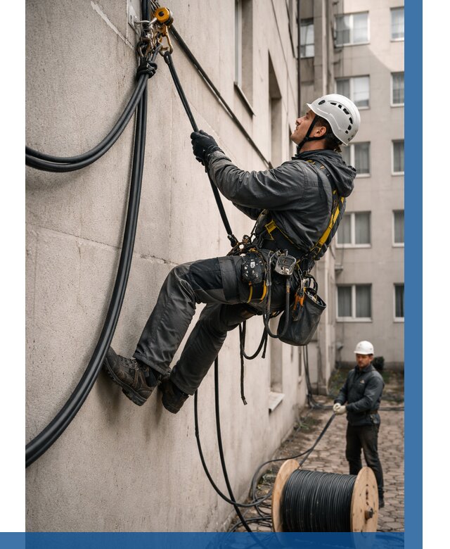 Протяжка кабеля питания на высоте в Новочеркасске от 461 р. | ВЫСОТНИК-Нвч