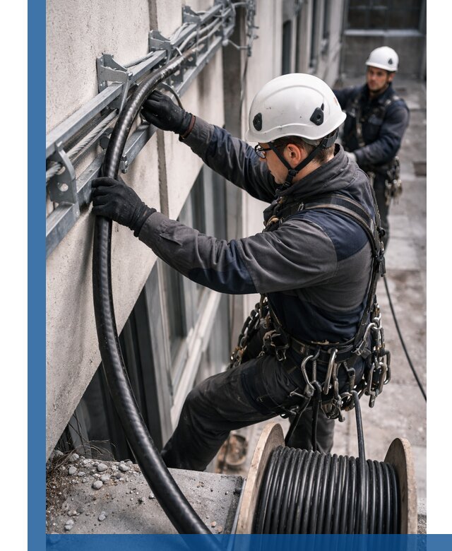 Протяжка кабеля питания на высоте в Новочеркасске с гарантией безопасности и качества