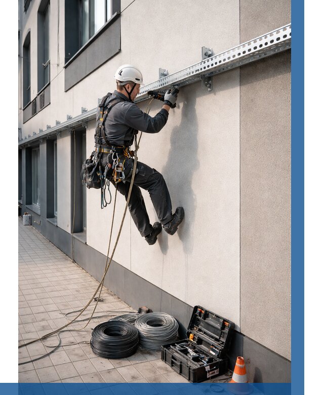 Монтаж кабельных лотков на фасаде в Новочеркасске от 1228 р. | ВЫСОТНИК-Нвч