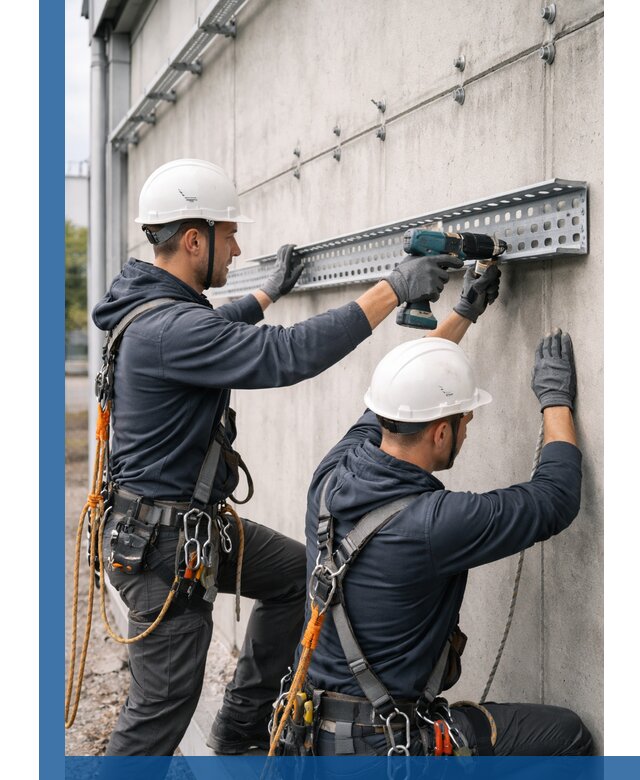 Монтаж кабельных лотков на фасаде зданий в Новочеркасске с гарантией