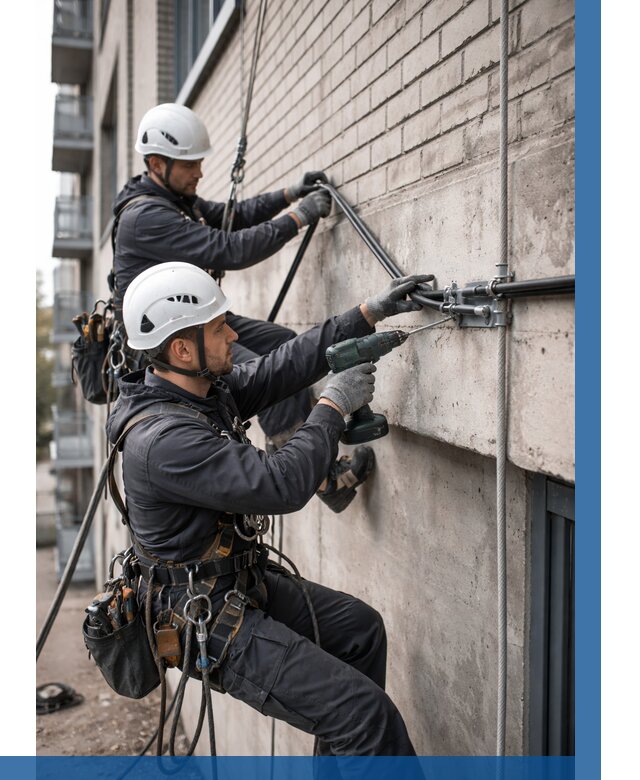 Крепление кабеля на фасаде в Новочеркасске от 358 р. | ВЫСОТНИК-Нвч