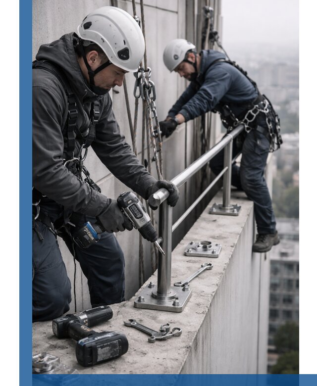 Монтаж перил на высоте в Новочеркасске для жилых и промобъектов