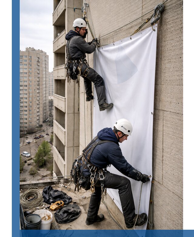 Профессиональный монтаж баннеров на фасаде в Новочеркасске