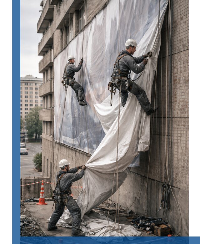 Демонтаж баннеров с фасада в Новочеркасске оперативно и безопасно