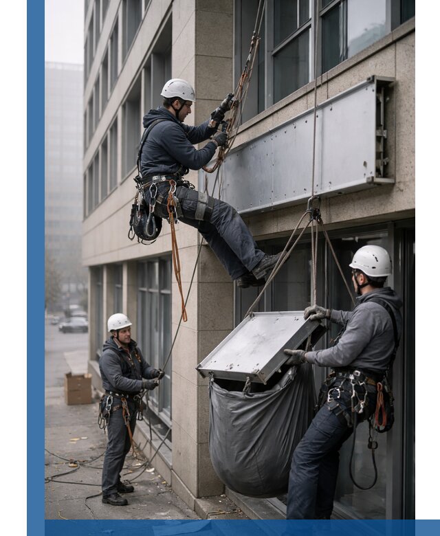 Демонтаж рекламной вывески с высотными работами в Новочеркасске