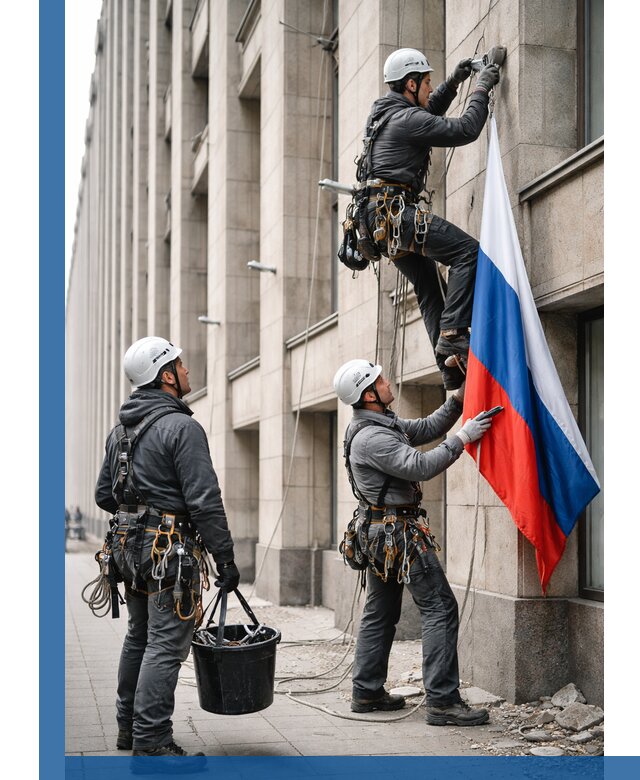 Профессиональная установка флагов на фасаде в Новочеркасске