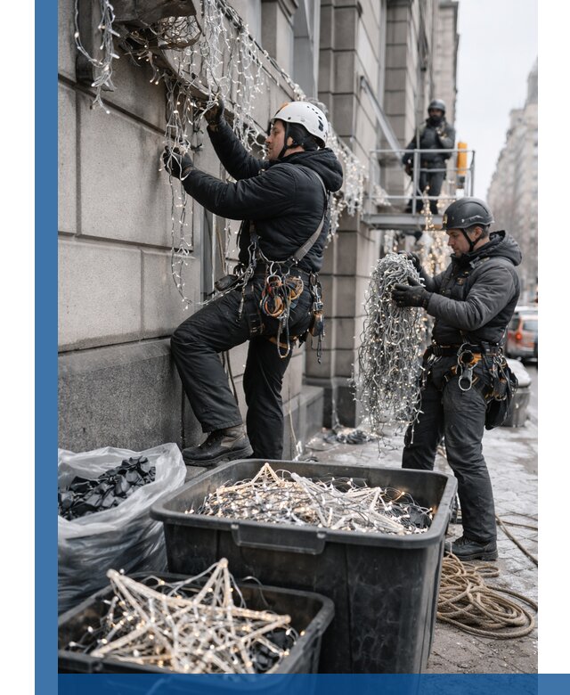 Демонтаж новогоднего оформления и гирлянд в Новочеркасске