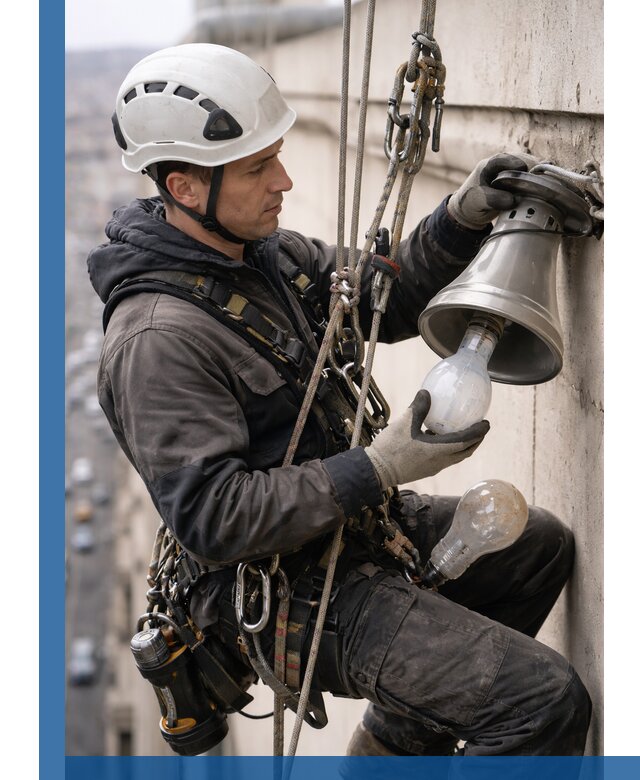 Замена ламп на высоте в Новочеркасске профессионально и быстро