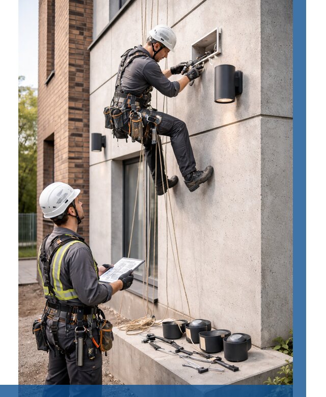 Монтаж фасадного освещения в Новочеркасске от 2559 р. | ВЫСОТНИК-Нвч