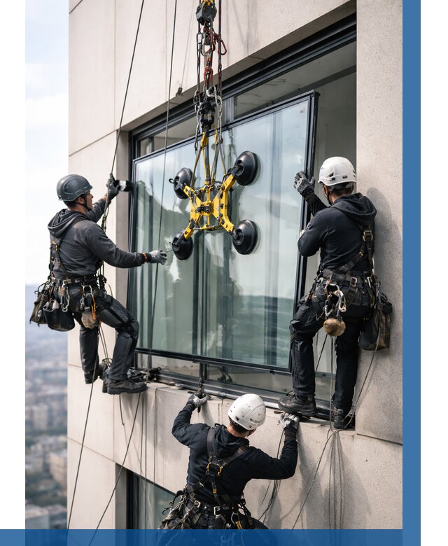 Монтаж стеклопакетов на высоте в Новочеркасске от 3275 р. | ВЫСОТНИК-Нвч