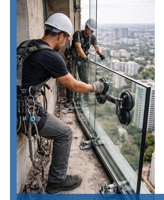 Монтаж стеклянных ограждений под ключ с гарантией в Новочеркасске