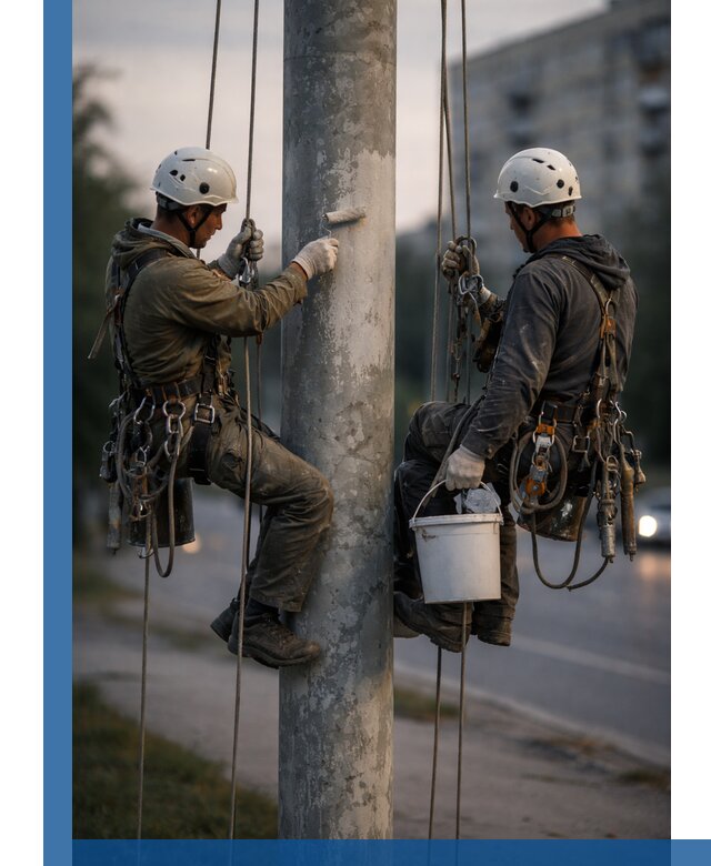 Покраска опор освещения и антикоррозийная защита в Новочеркасске