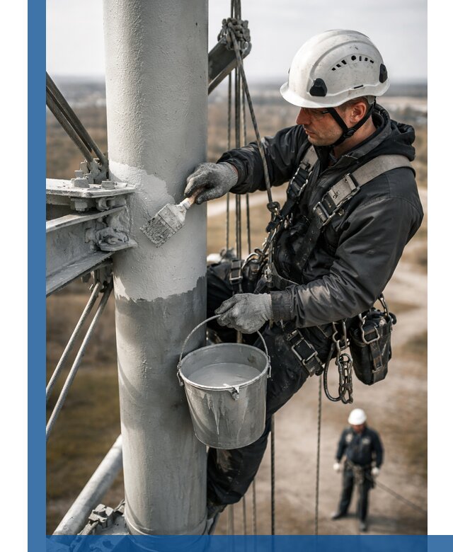 Покраска мачт связи в Новочеркасске промышленными альпинистами
