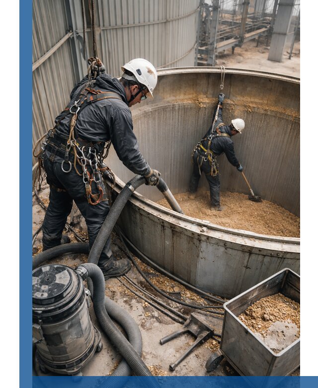 Профессиональная чистка зерновых бункеров в Новочеркасске с выездом